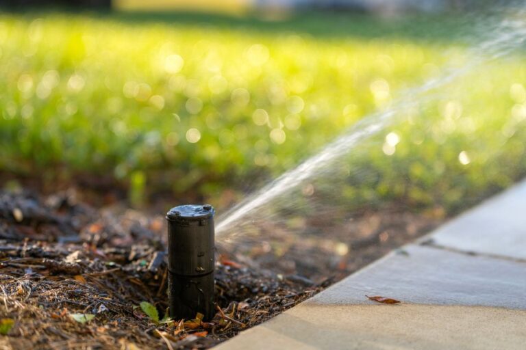Sprinkler head tested during an irrigation inspection in Oklahoma City